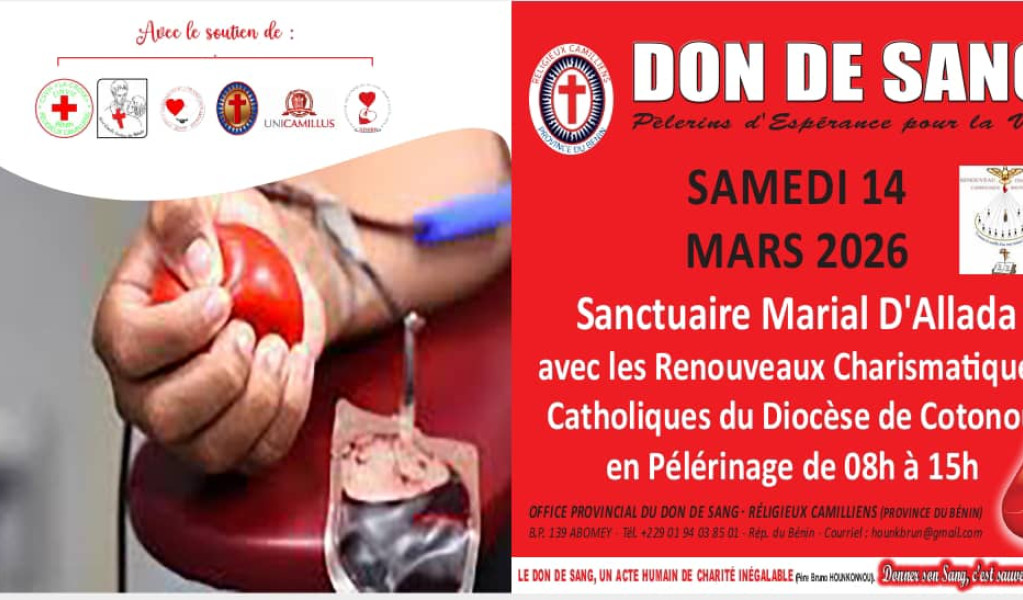 Bénin/Don De Sang : Voici Le Programme De Relance ( Lisez Le Communiqué Signé Du Père Bruno Hounkonnou)